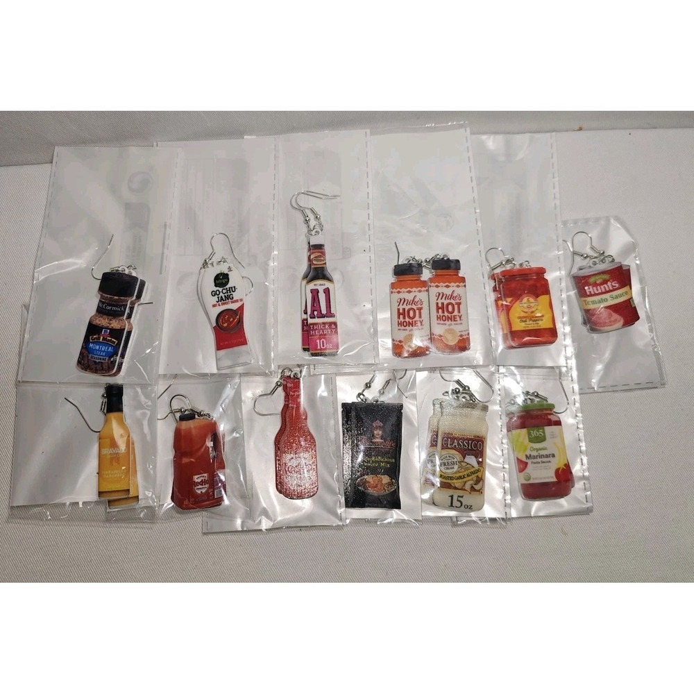 Nwt Dangle Earring Novelty‎ Mini Foodie Sauce Kitch Kidcore Jewelry 12 Pair